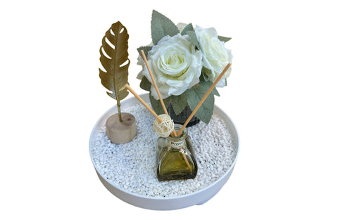 Darrahopens Home & Garden > Decor > Candles & Diffusers Bloom Flower Tray & Fragrance Diffuser Set - Black