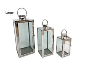 Darrahopens Home & Garden > Decor > Candles & Diffusers Bulk 4 Large Polish Silver Metal & Glass Lantern 18x50cmh In Australia - Darrahopens