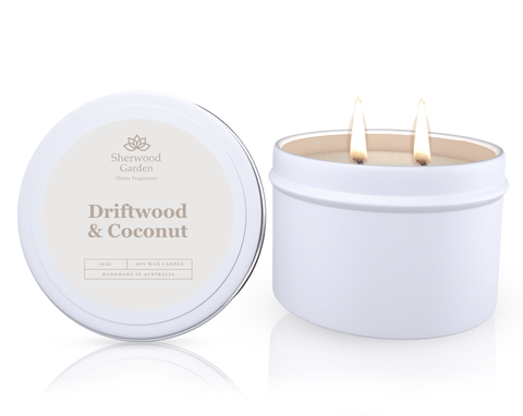 Darrahopens Home & Garden > Decor > Candles & Diffusers Driftwood & Coconut Soy Candle Tin 165g