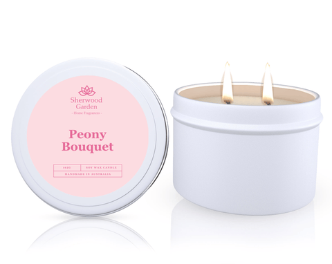 Darrahopens Home & Garden > Decor > Candles & Diffusers Peony Bouquet Soy Candle Tin 165g