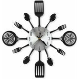 Darrahopens Home & Garden > Decor > Clocks 16" Large Kitchen Wall Clocks With Spoons And Forks, Great Home Decor And Nice Gifts, Black