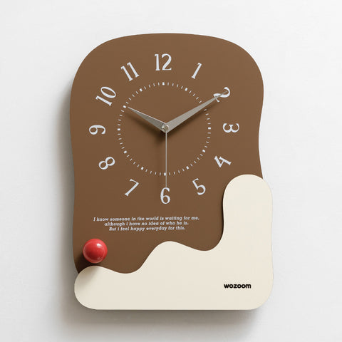Darrahopens Home & Garden > Decor > Clocks Abstract Modern Wall Clock - Silent Non-Ticking Decorative Clock with Wavy Design & Ceramic Accent(Brown)