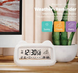 Darrahopens Home & Garden > Decor > Clocks Alarm Clock - Digital Alarm Clock - Digital Clock - Smart Alarm Clock - Electronic Calendar - Cat-shaped Alarm Clock with Light - Real-time Temperature and Humidity Monitoring - Weather Display - Large Night Light Screen - USB Charging（Pink）