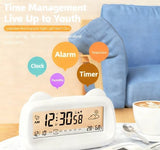Darrahopens Home & Garden > Decor > Clocks Alarm Clock - Digital Alarm Clock - Digital Clock - Smart Alarm Clock - Electronic Calendar - Cat-shaped Alarm Clock with Light - Real-time Temperature and Humidity Monitoring - Weather Display - Large Night Light Screen - USB Charging（Pink）
