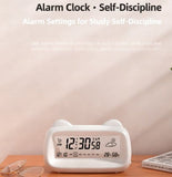Darrahopens Home & Garden > Decor > Clocks Alarm Clock - Digital Alarm Clock - Digital Clock - Smart Alarm Clock - Electronic Calendar - Cat-shaped Alarm Clock with Light - Real-time Temperature and Humidity Monitoring - Weather Display - Large Night Light Screen - USB Charging（Pink）