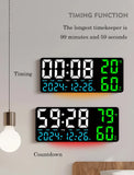 Darrahopens Home & Garden > Decor > Clocks Black Background With White Light Sleek Large LED Digital Wall & Desk Clock - Remote Control, Temperature, Humidity, Dual Alarms, Calendar