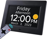 Darrahopens Home & Garden > Decor > Clocks Black Crystal Clear 7-Inch Digital Day Clock with Auto Dimming & Voice Assist - Perfect for Seniors
