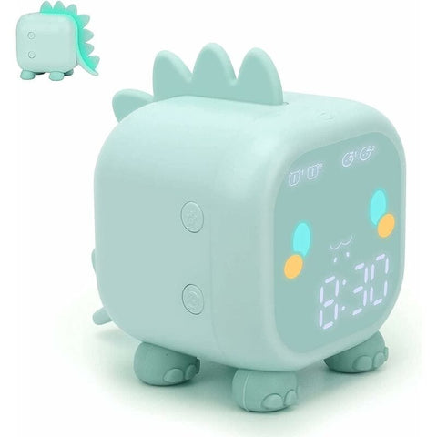 Darrahopens Home & Garden > Decor > Clocks Cute Kids Alarm Clock, Multifunctional Adjustable Night Light Countdown Snooze Voice Control Rechargeable Clock (Green)