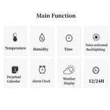 Darrahopens Home & Garden > Decor > Clocks Digital Weather Forecast Clock With Alarm Clock - Color LCD Display with Date, Temperature, Humidity Monitor & Voice-Activated Backlight