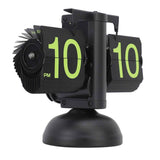 Darrahopens Home & Garden > Decor > Clocks European Style Retro Digital Flip Down Clock 304 Stainless Steel Auto Mechanical Digital Flip Desk Clock for Home Livingroom 12 Hours Black Frame Green Number In Australia - Darrahopens