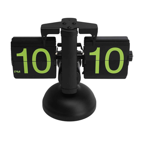 Darrahopens Home & Garden > Decor > Clocks European Style Retro Digital Flip Down Clock 304 Stainless Steel Auto Mechanical Digital Flip Desk Clock for Home Livingroom 12 Hours Black Frame Green Number In Australia - Darrahopens