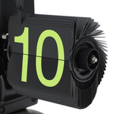 Darrahopens Home & Garden > Decor > Clocks European Style Retro Digital Flip Down Clock 304 Stainless Steel Auto Mechanical Digital Flip Desk Clock for Home Livingroom 12 Hours Black Frame Green Number In Australia - Darrahopens