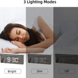Darrahopens Home & Garden > Decor > Clocks LED Mirror Desk Clock with Snooze Function & Temperature Display Digital Alarm Clock, Large LED Display Mirror Clock with Snooze, Adjustable Brightness, Suitable for Home Bedroom Living Room Office Travel (White)