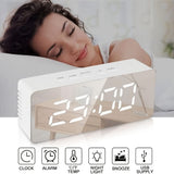 Darrahopens Home & Garden > Decor > Clocks LED Mirror Desk Clock with Snooze Function & Temperature Display Digital Alarm Clock, Large LED Display Mirror Clock with Snooze, Adjustable Brightness, Suitable for Home Bedroom Living Room Office Travel (White)