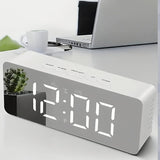 Darrahopens Home & Garden > Decor > Clocks LED Mirror Desk Clock with Snooze Function & Temperature Display Digital Alarm Clock, Large LED Display Mirror Clock with Snooze, Adjustable Brightness, Suitable for Home Bedroom Living Room Office Travel (White)