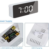 Darrahopens Home & Garden > Decor > Clocks LED Mirror Desk Clock with Snooze Function & Temperature Display Digital Alarm Clock, Large LED Display Mirror Clock with Snooze, Adjustable Brightness, Suitable for Home Bedroom Living Room Office Travel (White)