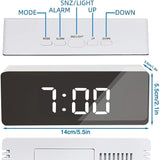 Darrahopens Home & Garden > Decor > Clocks LED Mirror Desk Clock with Snooze Function & Temperature Display Digital Alarm Clock, Large LED Display Mirror Clock with Snooze, Adjustable Brightness, Suitable for Home Bedroom Living Room Office Travel (White)