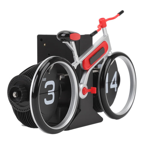 Darrahopens Home & Garden > Decor > Clocks Modern Bicycle Flip Clock – Creative Mechanical Desk Timepiece with Dual Rotating Wheels, Retro Design for Home Office Decor, Compact Size (Red)