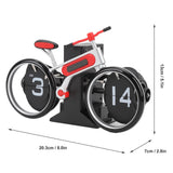 Darrahopens Home & Garden > Decor > Clocks Modern Bicycle Flip Clock – Creative Mechanical Desk Timepiece with Dual Rotating Wheels, Retro Design for Home Office Decor, Compact Size (Red)