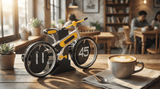 Darrahopens Home & Garden > Decor > Clocks Modern Bicycle Flip Clock – Creative Mechanical Desk Timepiece with Dual Rotating Wheels, Retro Design for Home Office Decor, Compact Size (Yellow)