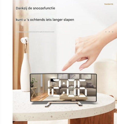 Darrahopens Home & Garden > Decor > Clocks Multifunctional electronic alarm clock with light effect - Creative large screen - Curved LED light - Digital home mirror - Clock decoration - Black casing, white light