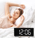 Darrahopens Home & Garden > Decor > Clocks Multifunctional electronic alarm clock with light effect - Creative large screen - Curved LED light - Digital home mirror - Clock decoration - Black casing, white light