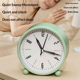 Darrahopens Home & Garden > Decor > Clocks Nightlight Alarm Clock 4.5" Round Silent Alarm Clock Bedside Desk Non-Ticking Travel Clock Battery Operated Green(Battery Include)