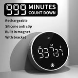 Darrahopens Home & Garden > Decor > Clocks Rotating Digital Kitchen Timer, 999-Minute LED Display Timer with Magnetic Back & Stand, Type-C, for Studying and Exercising—Black