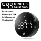 Darrahopens Home & Garden > Decor > Clocks Rotating Digital Kitchen Timer, 999-Minute LED Display Timer with Magnetic Back & Stand, Type-C, for Studying and Exercising—Black