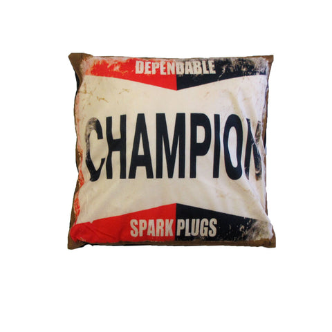 Darrahopens Home & Garden > Decor > Cushions & Throws Australian Mancave Retro Cushion Champion Spark Plugs 40 x 40 cm