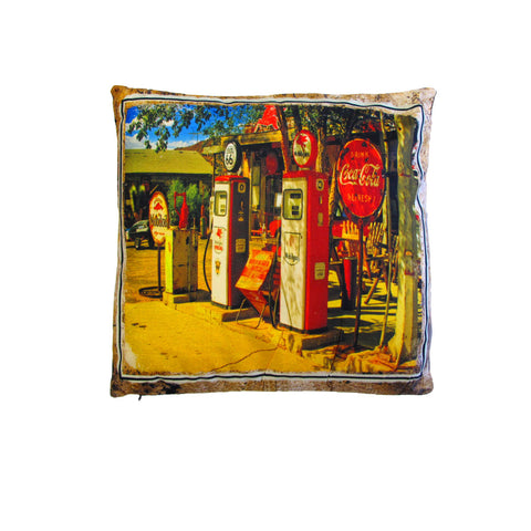 Darrahopens Home & Garden > Decor > Cushions & Throws Australian Mancave Retro Cushion Petrol Station 40 x 40 cm