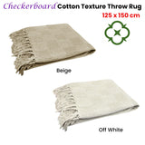 Darrahopens Home & Garden > Decor > Cushions & Throws Checkerboard 100% Cotton Texture Fringe Throw Rug 125 x 150 cm Off White