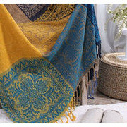 Darrahopens Home & Garden > Decor > Cushions & Throws Cotton Single Sofa Blanket, Knitted Fringed Blanket, Double Sided Patchwork, Decorative Warm Blanket For Home Office