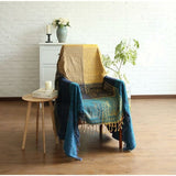 Darrahopens Home & Garden > Decor > Cushions & Throws Cotton Single Sofa Blanket, Knitted Fringed Blanket, Double Sided Patchwork, Decorative Warm Blanket For Home Office
