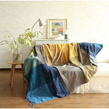 Darrahopens Home & Garden > Decor > Cushions & Throws Cotton Single Sofa Blanket, Knitted Fringed Blanket, Double Sided Patchwork, Decorative Warm Blanket For Home Office