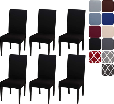 Darrahopens Home & Garden > Decor > Cushions & Throws Dining Room Chair Covers, Set of 4 or 6, Stretchy, Removable, Washable, Chair Covers, Decorative Covers, Seat Covers for Hotels Black-tfrf Black 6pcs