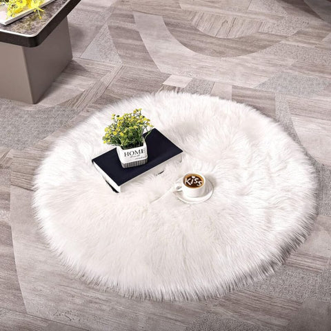 Darrahopens Home & Garden > Decor > Cushions & Throws Faux Sheepskin Faux Lambskin Rug Fluffy Soft Longhair Decorative Sofa Chair Cushion Mat (White, 45X45Cm)