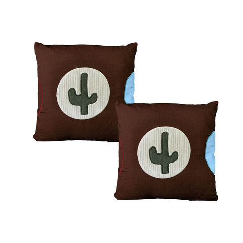 Darrahopens Home & Garden > Decor > Cushions & Throws Pack of 2 Wild West Embroidered Cushion Covers 43 x 43 cm