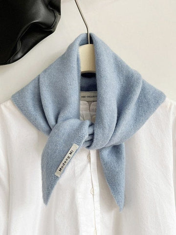 Darrahopens Home & Garden > Decor > Cushions & Throws Triangular Knitted Scarf - Soft Acrylic Fabric - As a Scarf, Shawl or Blanket - In Solid Colors - Blue