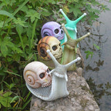 Darrahopens Home & Garden > Decor > Garden Ornaments 1-Pack Skeleton Snail Skull Sculpture Gothic Garden Home Decor, ZQKLA