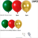 Darrahopens Home & Garden > Decor > Garden Ornaments 136PCS Christmas Balloon Set – Red Green Gold Latex & Foil Balloons