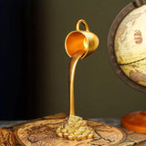 Darrahopens Home & Garden > Decor > Garden Ornaments 2 Pcs Glod Cup With Golden Spill" And Base Magic Pouring Coffee Cup Sculpture - Unique Resin Tabletop Art Accent"