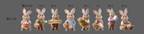 Darrahopens Home & Garden > Decor > Garden Ornaments 2DFlat, 8pcs Easter Gentleman Rabbit Group Decoration, exquisite shape holding egg basket / carrot rabbit, fashionable dress design outdoor waterproof easy to install props, spring courtyard atmosphere Gentleman Rabbit Group Plaque Decoration