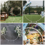 Darrahopens Home & Garden > Decor > Garden Ornaments 2M White Wedding Hoop Arch Metal Flower Ring Display Frame Balloon Circle Rack Backdrop for Wedding Birthday Party Garden Ceremony Decoration