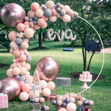 Darrahopens Home & Garden > Decor > Garden Ornaments 2M White Wedding Hoop Arch Metal Flower Ring Display Frame Balloon Circle Rack Backdrop for Wedding Birthday Party Garden Ceremony Decoration