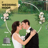 Darrahopens Home & Garden > Decor > Garden Ornaments 2M White Wedding Hoop Arch Metal Flower Ring Display Frame Balloon Circle Rack Backdrop for Wedding Birthday Party Garden Ceremony Decoration