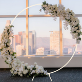 Darrahopens Home & Garden > Decor > Garden Ornaments 2M White Wedding Hoop Arch Metal Flower Ring Display Frame Balloon Circle Rack Backdrop for Wedding Birthday Party Garden Ceremony Decoration