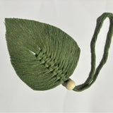 Darrahopens Home & Garden > Decor > Garden Ornaments 4 PCS Macrame Leaf Wall Hanging Set Handmade Cotton Boho Feather Ornaments Green & Beige for Nursery Home Decor