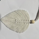 Darrahopens Home & Garden > Decor > Garden Ornaments 4 PCS Macrame Leaf Wall Hanging Set Handmade Cotton Boho Feather Ornaments Green & Beige for Nursery Home Decor