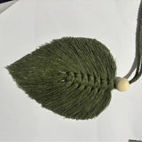 Darrahopens Home & Garden > Decor > Garden Ornaments 4 PCS Macrame Leaf Wall Hanging Set Handmade Cotton Boho Feather Ornaments Green & Beige for Nursery Home Decor